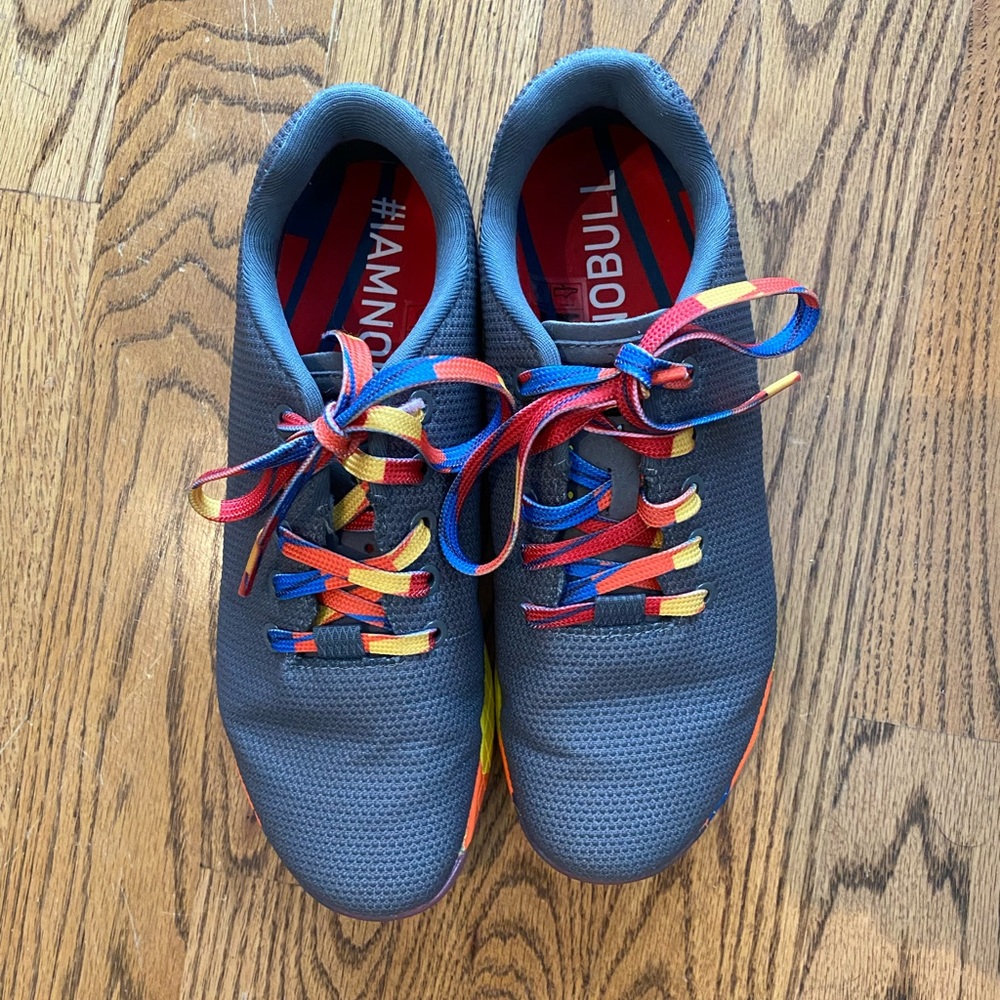 NOBULL Women’s Trainer Shoes -Grey with Multicolor Detail - size 8.5